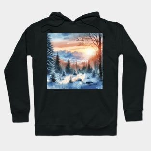 Winter Sunrise Winter Landscape Hoodie